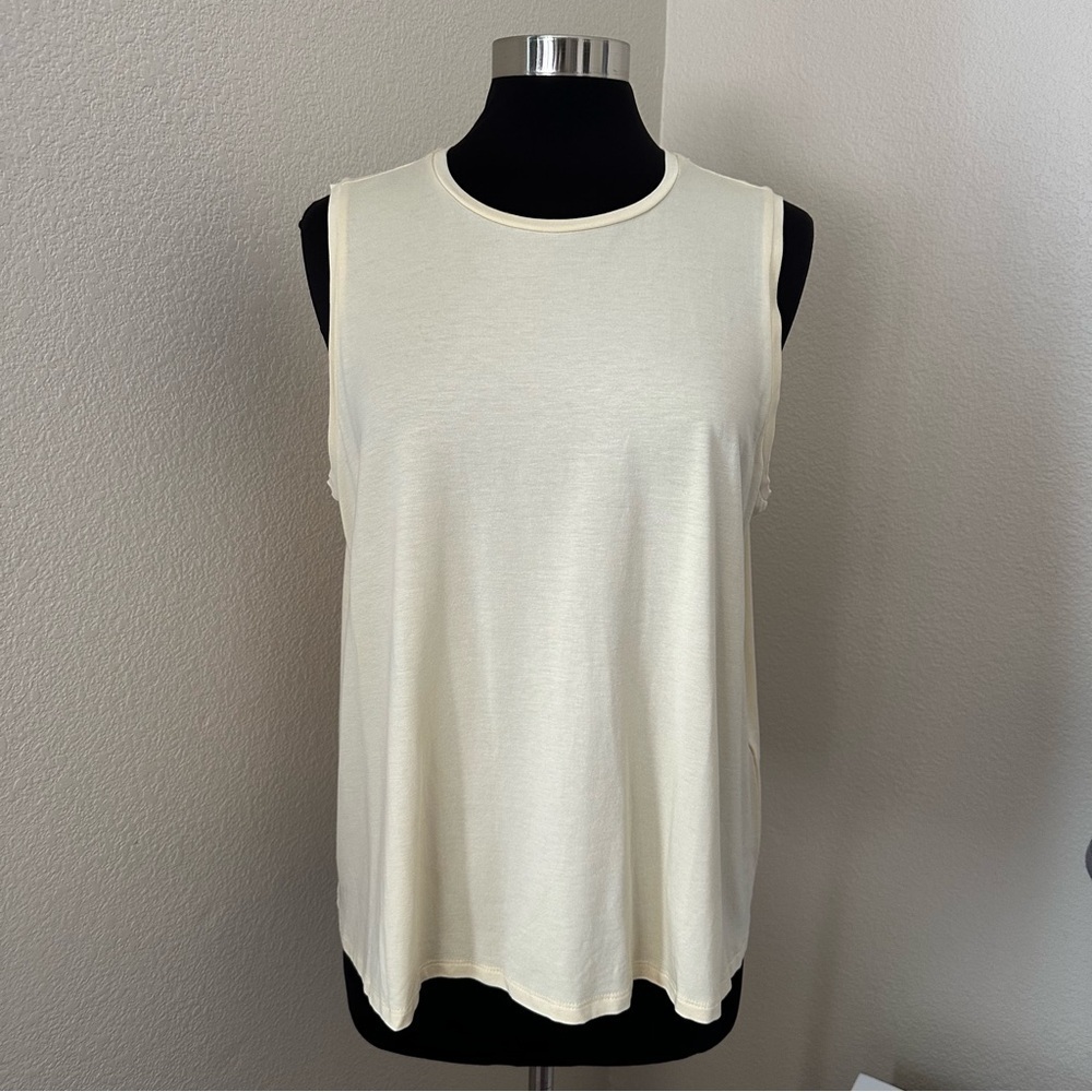 NWT Eileen Fisher Butter Yellow Sleeveless Crew Neck Tank Top Size XL